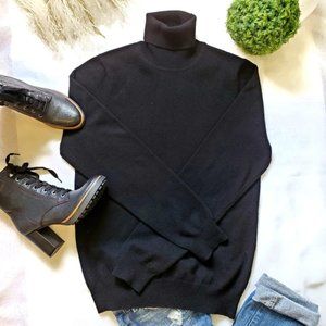 Uniqlo 100% Cashmere Black Turtleneck Sweater Sz M